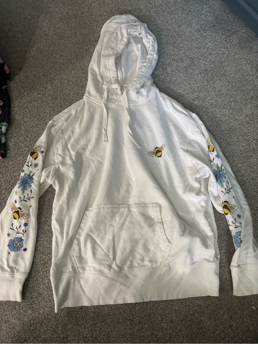 Ivory Ella White Hoodie with Bees